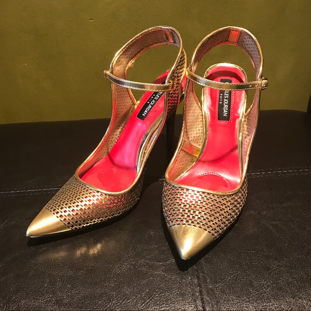 Charles Jourdan Paris - Gold color - Laser cut High Heels Shoes